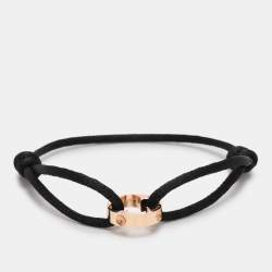 Louis Vuitton Empreinte Black Cord 18K Rose Gold Lace Bracelet