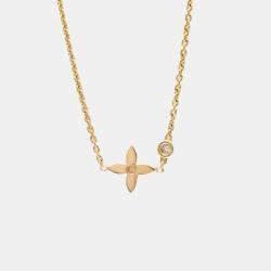Louis Vuitton 18K Pink Gold Pendant Monogram Idylle Diamond Necklace 