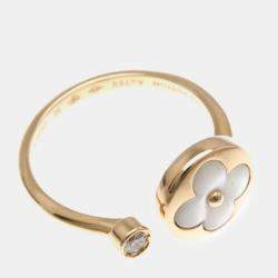 Louis Vuitton Sun Blossom 18K Rose Gold Diamond Mother of Pearl Band Ring EU 50