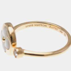 Louis Vuitton Sun Blossom 18K Rose Gold Diamond Mother of Pearl Band Ring EU 50