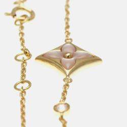Pre Owned Louis Vuitton Star Blossom Pink Gold 18K Diamond Mother Of Pearl Charm Bracelet