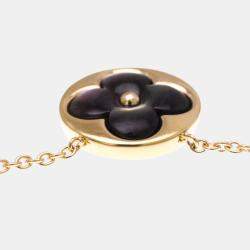 Pre Owned Louis Vuitton Sun Nacle Pink Gold 18K Mother Of Pearl Pendant Necklace 