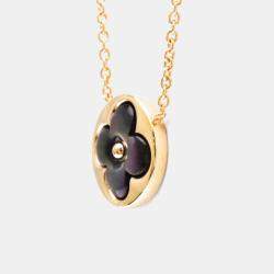 Pre Owned Louis Vuitton Sun Nacle Pink Gold 18K Mother Of Pearl Pendant Necklace 