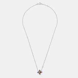 Pre Owned Louis Vuitton Blossom BB Grey Mother of Pearl 18k White Gold Necklace