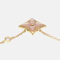 Pre Owned Louis Vuitton Pandantif Star Blossom Bb Pink Gold 18K Diamond Mother Of Pearl Pendant Necklace Pink Gold