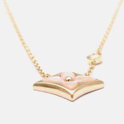 Pre Owned Louis Vuitton Pandantif Star Blossom Bb Pink Gold 18K Diamond Mother Of Pearl Pendant Necklace Pink Gold