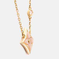 Pre Owned Louis Vuitton Pandantif Star Blossom Bb Pink Gold 18K Diamond Mother Of Pearl Pendant Necklace Pink Gold