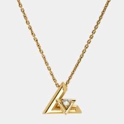 Pre Owned Louis Vuitton LV Volt Diamond 18k Yellow Gold Small Model Necklace
