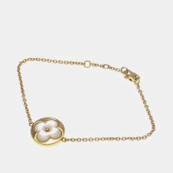 Pre Owned Louis Vuitton Brasserie Monogram Saint Nacr Shell Bracelet Pink Gold 18K Mother Of Pearl Charm Bracelet Pink Gold