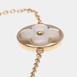 Pre Owned Louis Vuitton Brasserie Monogram Saint Nacr Shell Bracelet Pink Gold 18K Mother Of Pearl Charm Bracelet Pink Gold