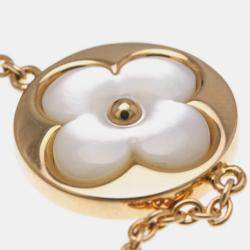 Pre Owned Louis Vuitton Brasserie Monogram Saint Nacr Shell Bracelet Pink Gold 18K Mother Of Pearl Charm Bracelet Pink Gold