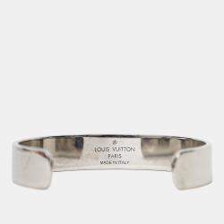 Pre Owned Louis Vuitton x Nigo Silver Tone Squared Strass Bracelet Size M