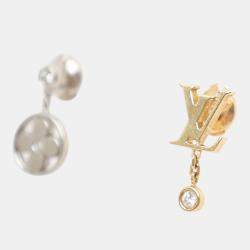 مملوكة مسبقًا Louis Vuitton 18K White/Yellow Gold Idylle Blossom LV Logo Diamond Ear Studs