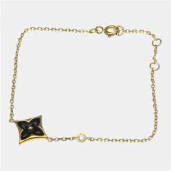 Pre Owned Louis Vuitton Star Blossom Yellow Gold 18K Diamond Onyx Charm Bracelet Onyx