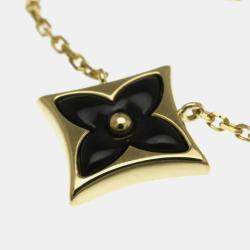 مملوكة مسبقًا Louis Vuitton Pandantif Star Blossom BB Onyx Diamond Yellow Gold 18K Diamond Onyx Women Men Fashion Pendant Necklace Gold