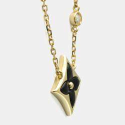 مملوكة مسبقًا Louis Vuitton Pandantif Star Blossom BB Onyx Diamond Yellow Gold 18K Diamond Onyx Women Men Fashion Pendant Necklace Gold