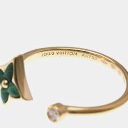 Pre Owned Louis Vuitton Color Blossom Star Mini Ring Pink Gold 18K Fashion Diamond Malachite Band Ring Pink Gold