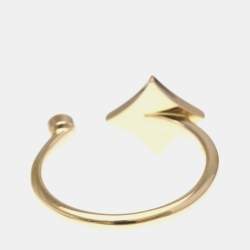 Pre Owned Louis Vuitton Color Blossom Star Mini Ring Pink Gold 18K Fashion Diamond Malachite Band Ring Pink Gold