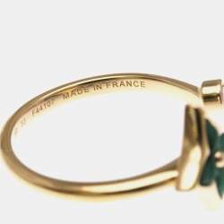 Pre Owned Louis Vuitton Color Blossom Star Mini Ring Pink Gold 18K Fashion Diamond Malachite Band Ring Pink Gold