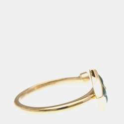 Pre Owned Louis Vuitton Color Blossom Star Mini Ring Pink Gold 18K Fashion Diamond Malachite Band Ring Pink Gold