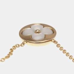 Pre Owned Louis Vuitton Monogram Sun MOP Pink Gold 18K Mother Of Pearl Men Women Fashion Pendant Necklace Pink Gold