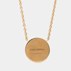 Pre Owned Louis Vuitton Monogram Sun MOP Pink Gold 18K Mother Of Pearl Men Women Fashion Pendant Necklace Pink Gold