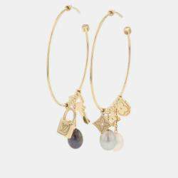 مملوكة مسبقًا Louis Vuitton Creole Hoop Pearl Earrings 18K Yellow Gold