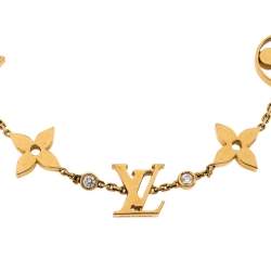Pre Owned Louis Vuitton Idylle Blossom Monogram Diamond 18K Yellow Gold Station Bracelet
