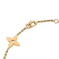 Pre Owned Louis Vuitton Idylle Blossom Monogram Diamond 18K Yellow Gold Station Bracelet