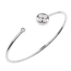 Louis Vuitton Idylle Blossom Diamond 18K White Gold Open Cuff Twist Bracelet 