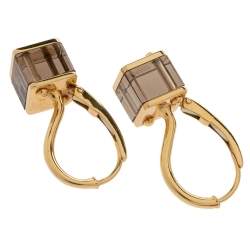 Louis Vuitton Emprise Cube Smoky Quartz 18k Yellow Gold Drop Earrings