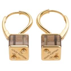 Louis Vuitton Emprise Cube Smoky Quartz 18k Yellow Gold Drop Earrings