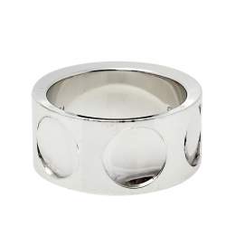 Pre Owned Louis Vuitton Empreinte 18K White Gold Wide Band Ring Size 54