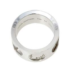 Pre Owned Louis Vuitton Empreinte 18K White Gold Wide Band Ring Size 54