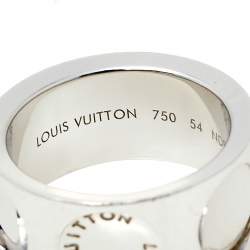 Pre Owned Louis Vuitton Empreinte 18K White Gold Wide Band Ring Size 54