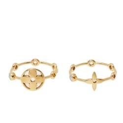 Louis Vuitton Monogram Idylle Blossom Diamond 18k Yellow Gold Set of Two Rings Size 57