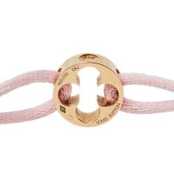 Pre Owned Louis Vuitton Empreinte 18K Rose Gold Pink Cord Bracelet