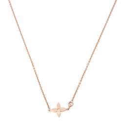 Pre Owned Louis Vuitton Idylle Blossom Diamond 18K Rose Gold Pendant Necklace