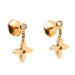  Louis Vuitton Idylle Blossom Diamond 18K Rose Gold 2 Single Earrings