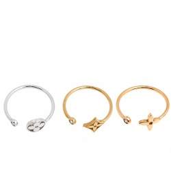 Louis Vuitton Idylle Blossom Diamond 18K Three Tone Gold Set of 3 Rings Size 57