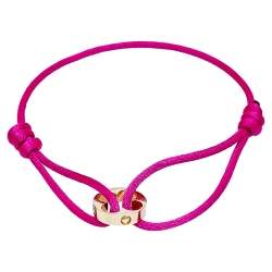 Pre Owned Louis Vuitton Empreinte 18k Yellow Gold Pink Cord Adjustable Bracelet