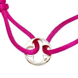 Pre Owned Louis Vuitton Empreinte 18k Yellow Gold Pink Cord Adjustable Bracelet