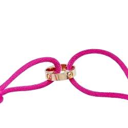 Pre Owned Louis Vuitton Empreinte 18k Yellow Gold Pink Cord Adjustable Bracelet