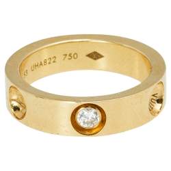 Louis Vuitton Empreinte Diamond 18k Yellow Gold Band Ring Size 53