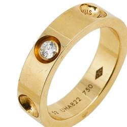 Louis Vuitton Empreinte Diamond 18k Yellow Gold Band Ring Size 53