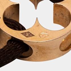 Pre Owned Louis Vuitton Empreinte Monogram Flower Motif 18k Rose Gold Adjustable Cord Bracelet