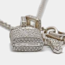Louis Vuitton Lock It Key Padlock Diamonds 18k White Gold Pendant Necklace