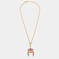 Louis Vuitton Evil Eye Multi Gemstone 18k Yellow Gold Pendant Necklace