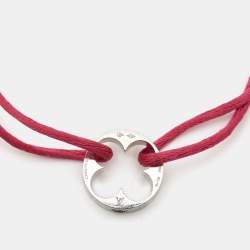 Louis Vuitton Empreinte 18k White Gold Pink Adjustable Cord Bracelet