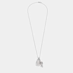 Louis Vuitton Lock It Key Padlock Diamonds 18k White Gold Pendant Necklace